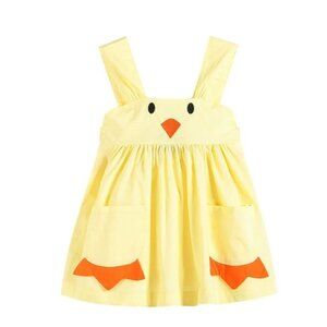 Toddler Girl's Yellow & Orange Chick A-line Dress With Bow - Cotton Blend Size 5